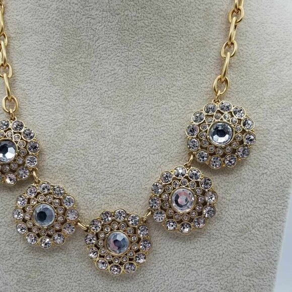 NWOT J Crew Clear Crystal Circle Statement Necklace - Picture 7 of 9